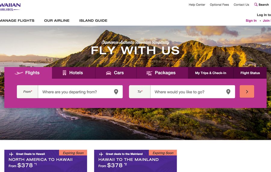 Hawaiian Airlines website